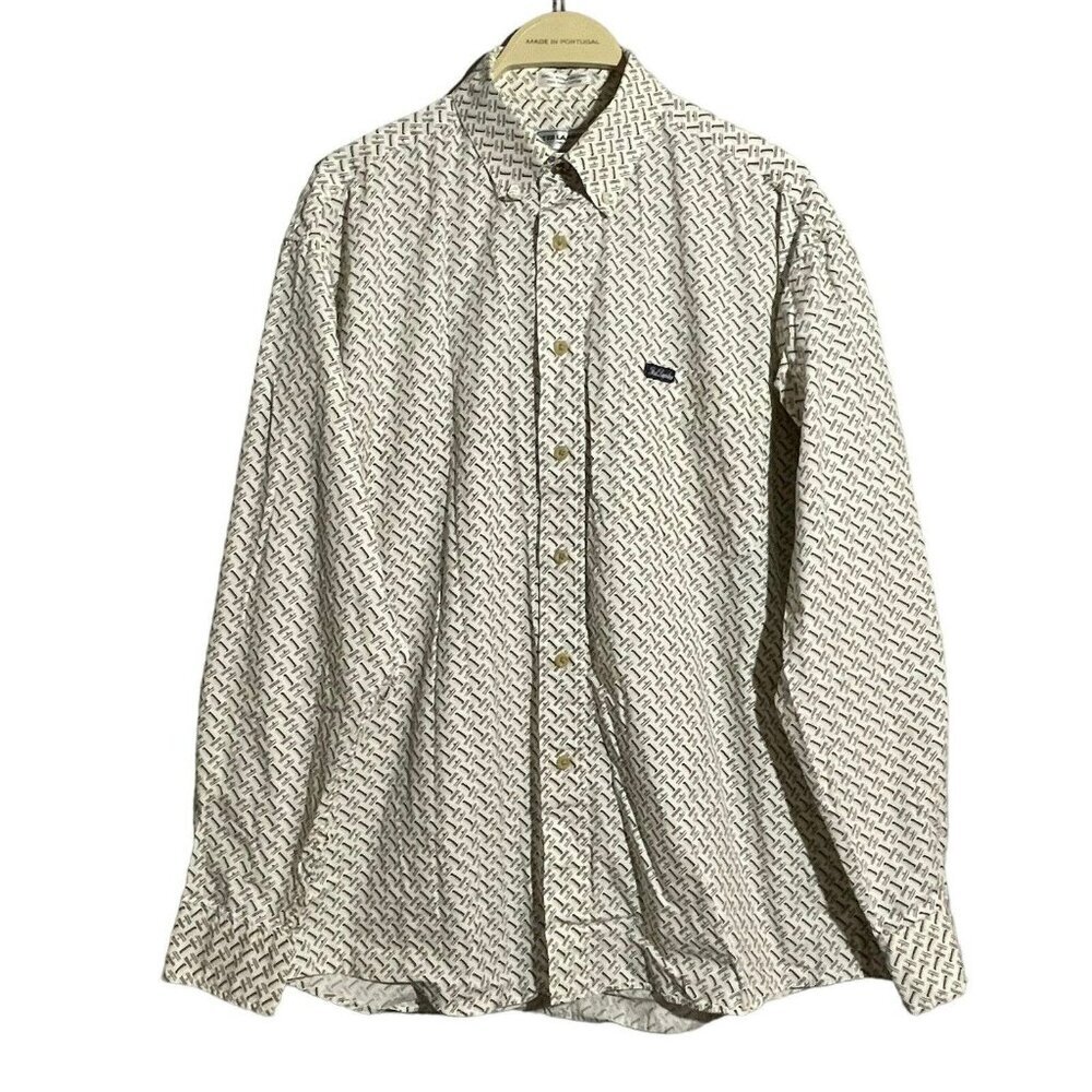 Ted Lapidus Button Dress Shirt Designer Men Size L Casual Workwear Preppy Modern